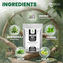 Discovery Naturals Henna 100% Natural Tinte Para El Cabello Hombres y Mujeres Kit de Coloración Natural del Pelo con Henna y Polvo Indigo, Kit Organic