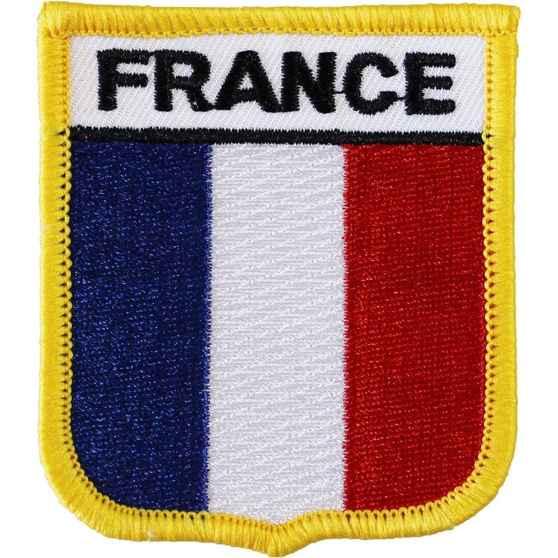 France Flag Embroidered Iron on/Sew on Shield Patch, Size 2.5