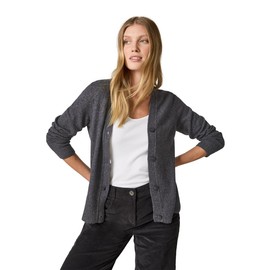 Cecil Women's Cardigan with Button Placket, Charcoal Grey Melange