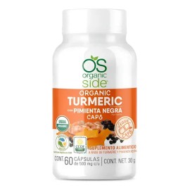 Turmeric Con Pimienta Negra (60 Capssulas) Organic Side                                                                                               