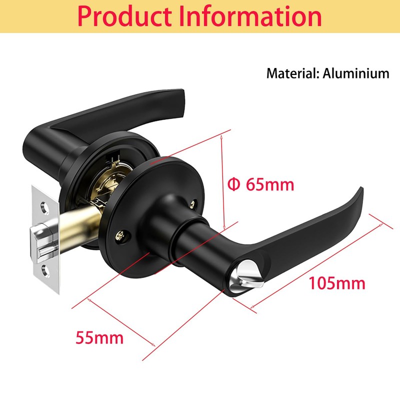Qrity Lever Door Handle Lock with Keys, Door Lock for