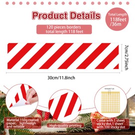 Containlol Colorful Classroom Borders for Bulletin Board, 118 Ft Red Stripe Scalloped Trim Rainbow Bulletin Board Boarders for Office Classroom Spring Summer Wall Decoration