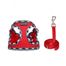 DORAMIO Dog Harness Small Dogs with Lead, Step-in Harness, Reflective, Breathable Chest Harness, Anti-Pull Safety Harness, Cat Harness for Small Dogs, Cats (Red, XS)