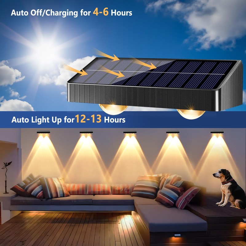 Brizled Solar Fence Lights Outdoor, 8 Pack 2700/4500/6500K 6 Modes