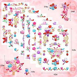 8 Sheets Colorful Gem Stickers Jewels for Crafts, Acrylic Glitter Self Adhesive Rhinestones Jewel Stickers, Butterfly Moon Heart Gems, for Scrapbooking, Face Eye Body Makeup, DIY Decoration