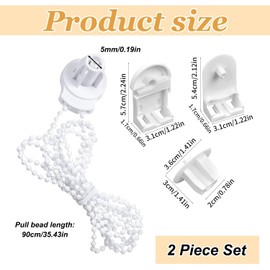 2 Sets Roller Blind Fittings - Complete Roller Blind Spares Kit with Chain, Brackets, and Mechanism for Standard 25mm Roller Shades, Easy Installation, Durable Material