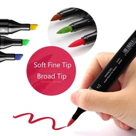 Arhomet 6PCS Skin Tone Markers Set, Double Tipped Soft Fine Tips and Brush Art Marker Set for Artist Adults Coloring Sketching (Deep)