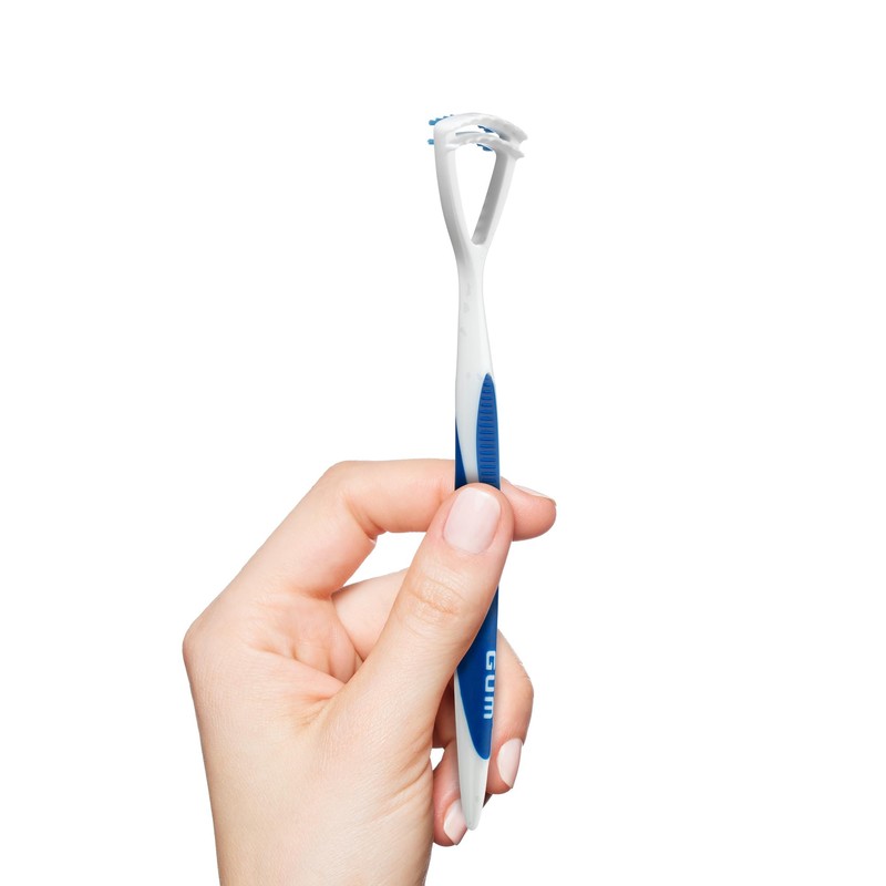 GUM Tongue Cleaner - Dual Action Soft Bristled Tongue Brush