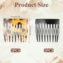 Bewudy 4pcs French Hair Side Combs, Small Combs for Twist Hair Styling Strong Hold Hair Comb Clips for Women Decorative Clips