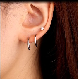 Morfetto 8Pairs Surgical Steel Small Hoop Earrings for Men Women 8mm Huggie Hoop Earring Tiny Cartilage Hoop Earrings Helix Daith Lobes Hinged Sleeper Hoop Cartilage Earrings 8mm (18G)