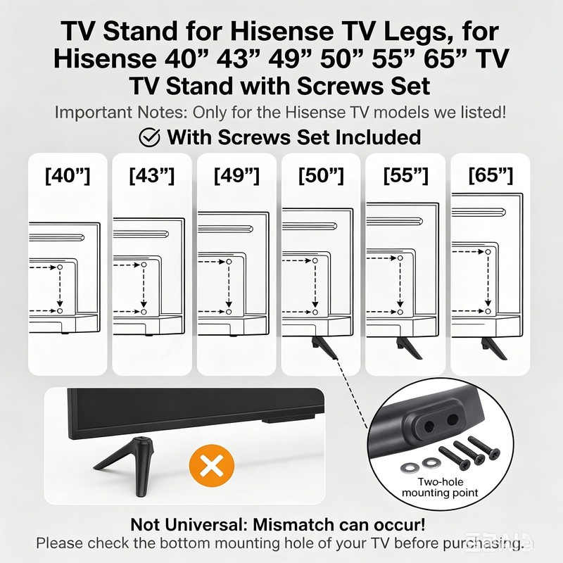 TV Stand Base Replacement for Hisense 40-65 Inch Smart TV,