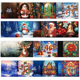 Diamond Painting Christmas Greeting Card Kits,5D Numbers Santa Claus New Year Greeting Card With Envelopes Holiday Greeting Cards Kits fit for Friends,Family,Children (T)