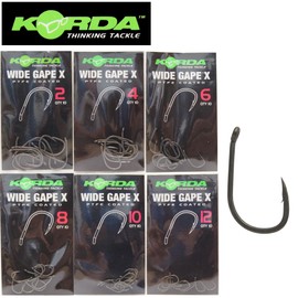 Korda Wide Gape X Barbed Hook Size 4 - Extra Strong Carp Fishing Hook, Forged with Beaked Point, Short Shank, Ideal for Snaggy Waters and Big Fish