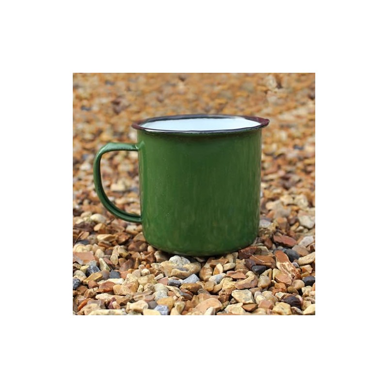 eBuyGB Set of 2 380ml Coloured Enamel Mugs Retro Outdoor