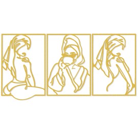 AGIOTA 3 Pcs Gold Wall Decor Metal Line Art for Living Room Wall Decor Above Bed Minimalist Decoration