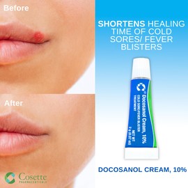 Cosette Cold Sore/Fever Blister Treatment for Face or Lips with Docosanol Cream, 10% - Treatment Cream for Cold Sore/Fever Blister - 0.07 oz Tube (1)