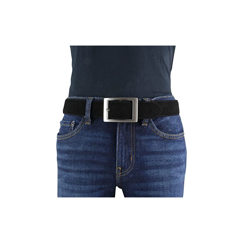BELTINGER Men's Suede Belt with Double Buckle 4 cm Suede