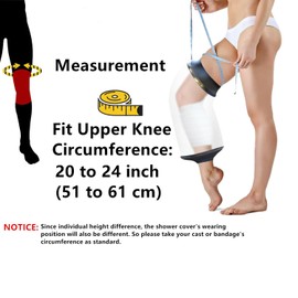 Knee Cast Cover for Shower Large Size, KT1180-L Waterproof Knee Surgery Shower Cover for Knee Replacement Surgery, ACL Surgery, Wound, Burns | Knee Cover for Showering After Surgery for Adults