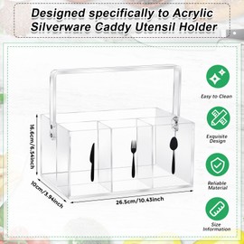 Chunful 1 Pcs Acrylic Cutlery Storage Organizer Bin, Clear Silverware Caddy Countertop Knife Spoon and Fork Holder Utensils Holder with Handle for Kitchen Table Cabinet