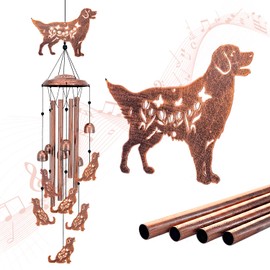 Golden Retriever Dog Wind Chimes Outdoor Dog Gifts for Women Mom Men Dad Unique Birthday Metal WindChimes for Outside/Indoors, Patio, Lawn, Yard, Home Decor, Outdoor Decor, Garden Decorations