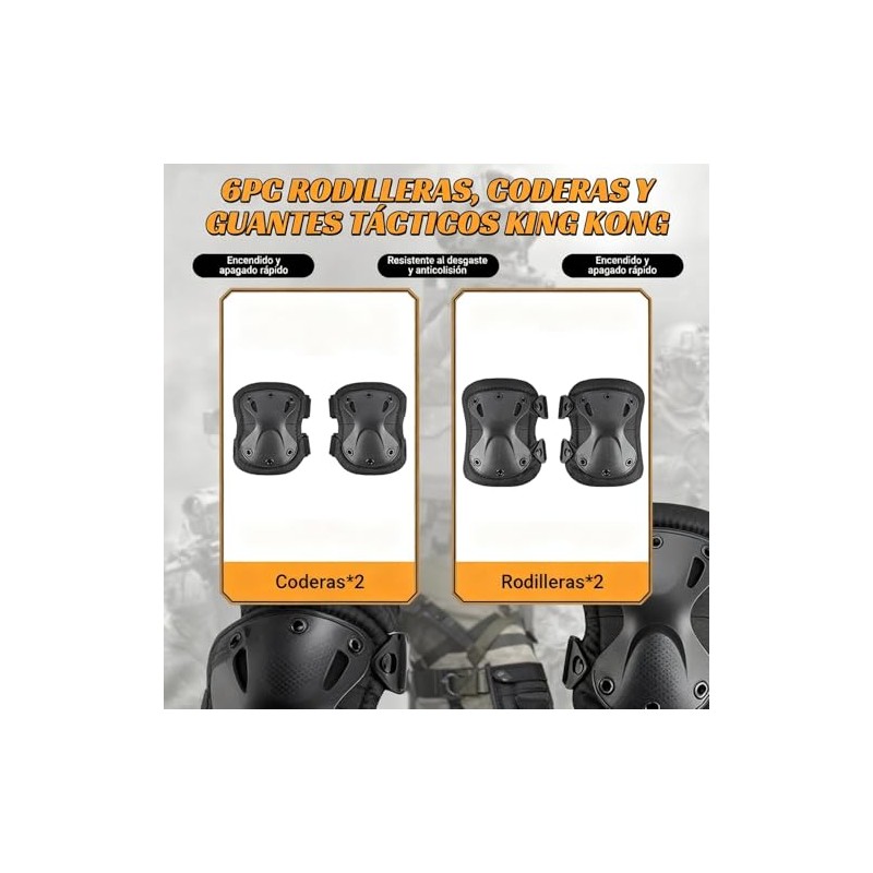 4pcs Coderas De Rodilla, Protector de Rodilleras Coderas Tácticas Ajustable,