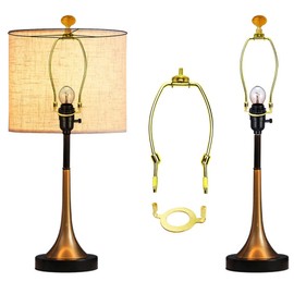 Hyamass 2Pcs E26 Lamp Harp Saddle Base Lampshade Holder 1-7/16" (36 mm) Non-Slip UNO Collar Adapter for E26 Threaded Base（Gold）