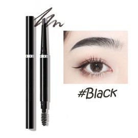 Dual-Ended Design Eyebrow Pencil with Diamond-Shaped Tip, Waterproof, Smudge-Proof for Natural, Defined Brows (Black)