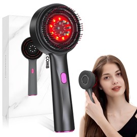 Kopfmassagegerät Elektrisch, 2 in 1 Kopfhaut Massagebürste Elektrisch, Rotlicht Haarmassagebürste, 3 Modi, Elektrische Haarbürste mit Haarölspender, IPX7 Wasserdicht, 360° Haar Kopfhautpflege