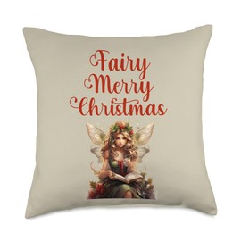 Tizzy Fairy Merry Christmas Throw Pillow, 18x18, Multicolor