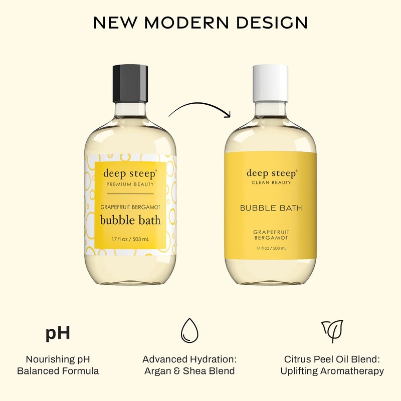 Deep Steep Bubble Bath, Grapefruit Bergamot 17 oz (Pack of