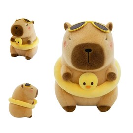 AlGuirnex Capybara Plush Toy 23cm with Yellow Duck Float, Soft Brown Realistic Stuffed Animal with Premium PP Cotton Filling, for Children Adults