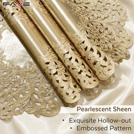 FAVE Gold Round Placemats Set of 6, Washable Place Mats for Dining