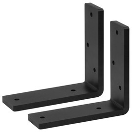 eoere 2 PCS 7-3/8" Heavy Duty Steel Corner Brace Black Brackets, L 90 Degree Countertop Support Fireplace Mantel Brackets, Thickness 5/16", Max Load 660 lbs