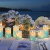 MELTONE Ocean Blue Flameless Candles with String Lights Moving Wick