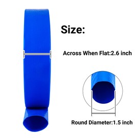 Geowaky 1-1/2" (Flat 2.6’’ width) x 100 FT Pool Backwash Hose Kit with Male NPT Adapter, Blue Reinforced Pool Drain Discharge Hose for Swimming Pool Filter Pump,with 2 Clamp and Thread Seal Tape