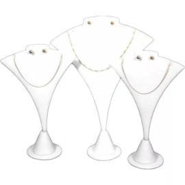 FindingKing 3 White Combo Necklace & Earring Stand Jewelry Display