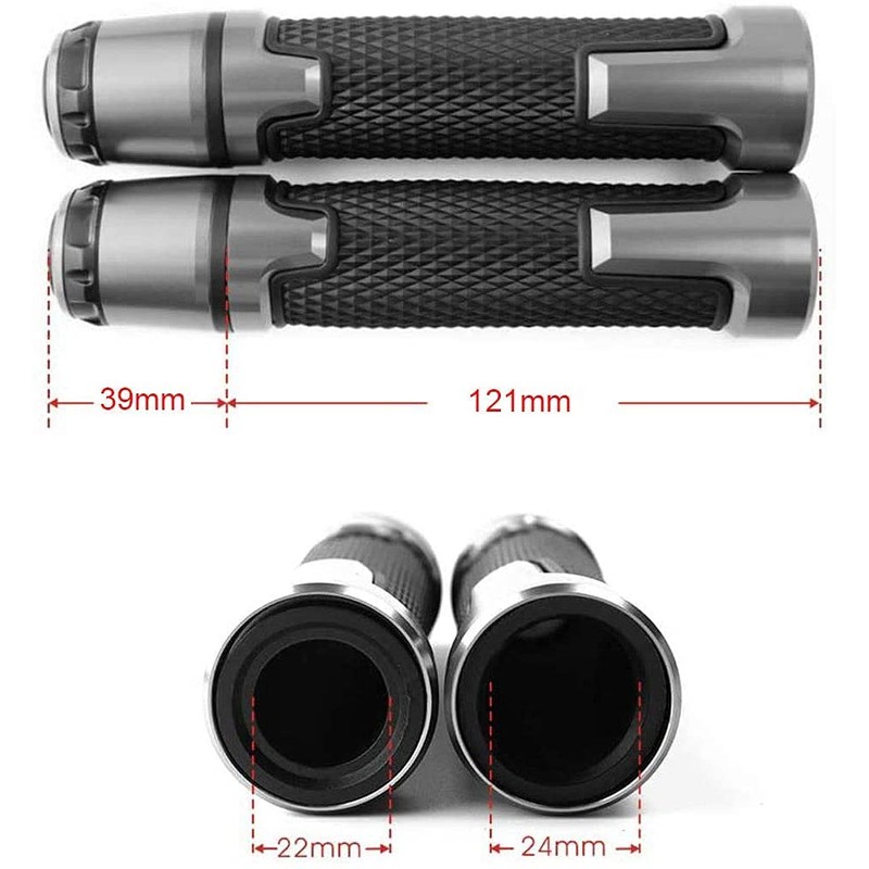 22MM 7/8'' Universal Motorcycle Handlebar Grips with Grip Ends Hand
