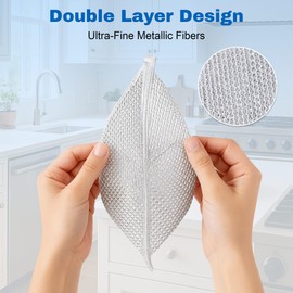 12 Pcs Cleaning Cloths for Wet & Dry, 20 x 20cm Non Scratch Steel Wire Dishwashing Rag, Double Sided Mesh Metal Dish Cloth, Multipurpose Wire Miracle Cleaning Cloths for Kitchen, Cookware, Dishes