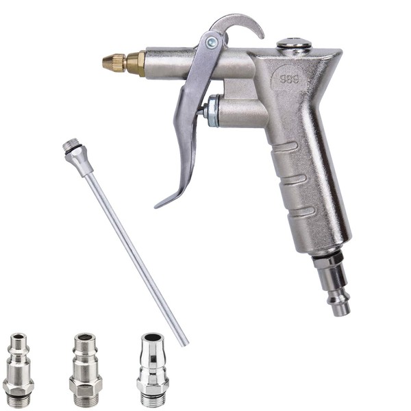 OCGIG 2 Way Air Blow Gun with Extended Nozzle Extension Cleaning Tool Two Air Mouth(1/4" NPT Quick Connector)
