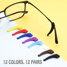 12 Color Anti-Slip Glasses Ear Hook, Soft Silicone Sleeve Ear Grips for Kids and Adult, Comfortable Holder Eyewear Retainer for Glasses Sunglasses,M