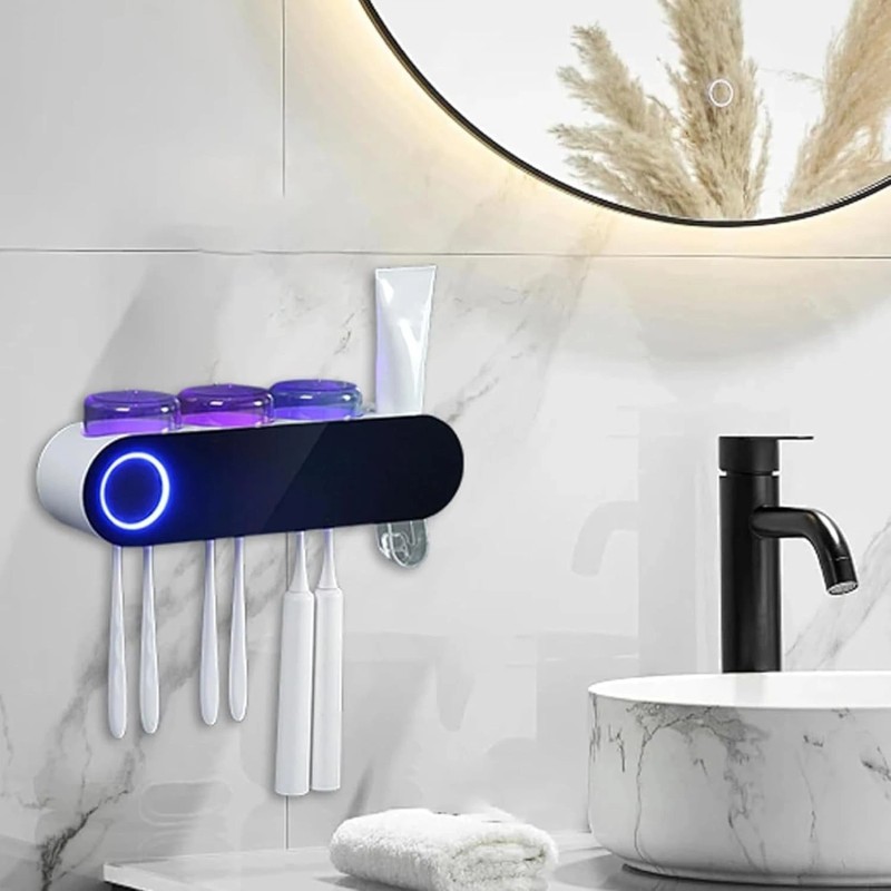 supere-commerce Touchless Toothpaste Dispenser Set w/ Toothbrush Holder & 3