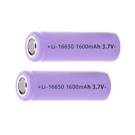 Yuntunele 16650 Rechargeable Battery,16650 Battery 1600mAh 3.7V High Capacity Button Top Rechargeable Battery for Flashlights Torches