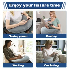 PALFIK Reading Pillow for Bed, Sofa, Gaming Arm Support for Crocheting & Playing, Washable Laptop Support Pillow with Posture Correction, Elbow Rest Pillow for Adults Kids - Gray