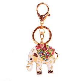 Reizteko Cute Animal Elephant Keychain for Women Crystal Rhinestone Key Ring Purse Bag Charm Car Pendant Holiday Gift (Multi-Colored)