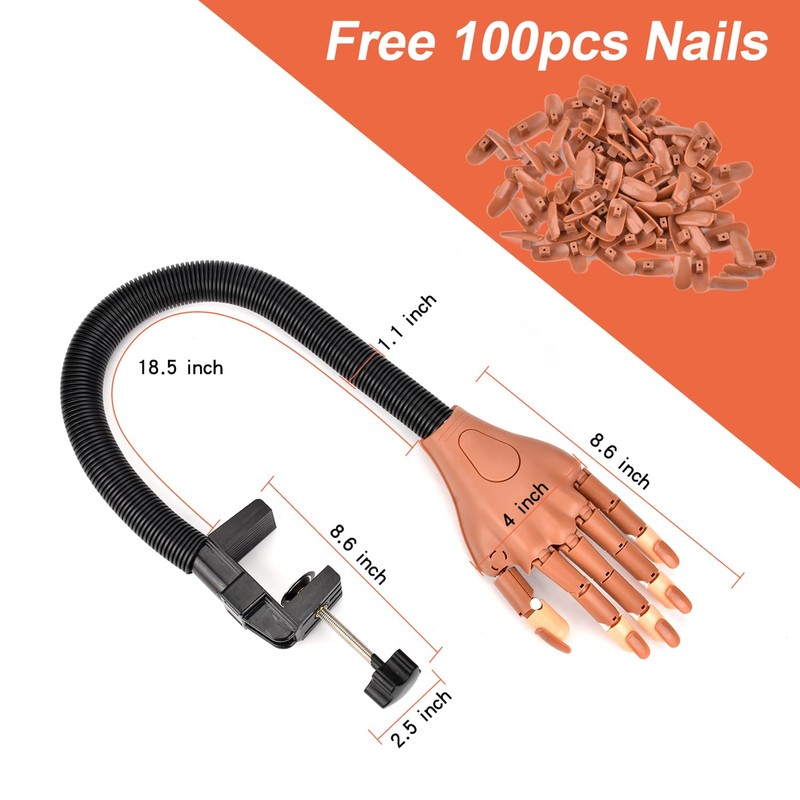 NXJ INFILILA Practice Hand for Acrylic Nails, Flexible Moveable Nail