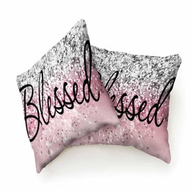 Beabes Throw Pillow Covers,Silver Pink Glitter,Pillow Cases for Bedroom Living Room Pack of 2