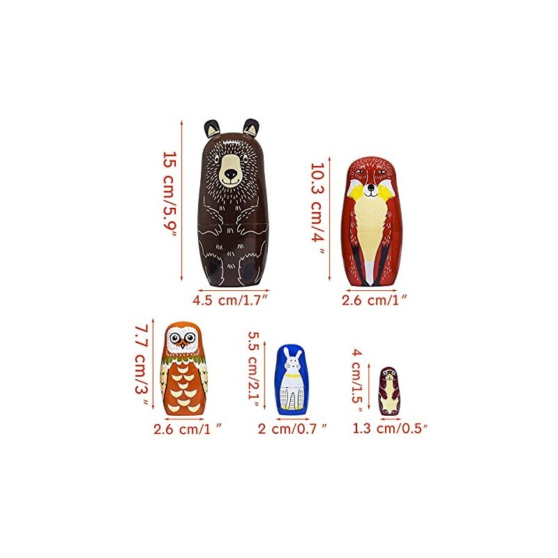 ELUTONG Traditional Russian Nesting Dolls - Wooden Bear Matryoshka Nested