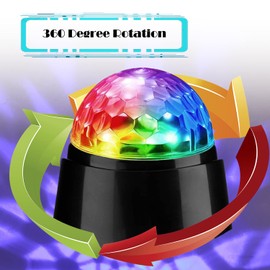 Disco Lights for Parties Rotate, Jhqyam Stage Lighting Lamps with 7 RGB Colours Changing, Party Lights Disco Ball for Birthday Parties Kids Boys Girls Women