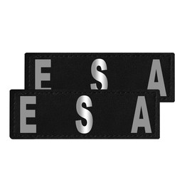 Dogline ESA Vest Patches – Removable ESA Patch 2-Pack with Reflective Printed Letters for Support Therapy Dog Vest Harness Collar or Leash Size A (1" x 2.75")