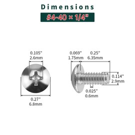 #4-40 x 1/4" Truss Head Machine Screws (200 pcs), 18-8 (304) Stainless Steel, Phillips Drive Truss Head Machine Screws, Bright Finish, Fayeploo (with Phillips Driver Bit)